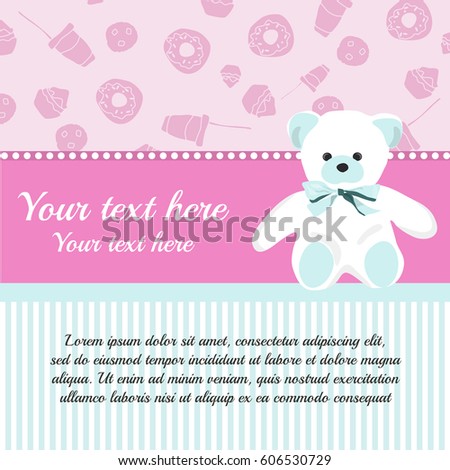 Baby shower invitation card with toy