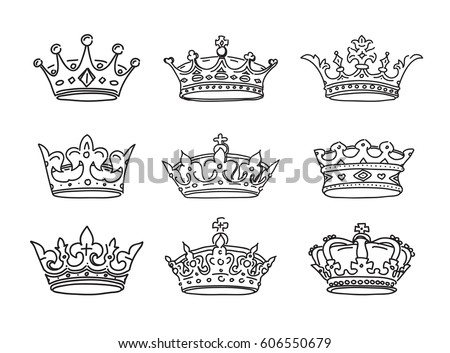 Set of stylized images of the crowns. Vector icons