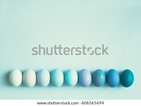 Pastel colored Easter eggs in a line