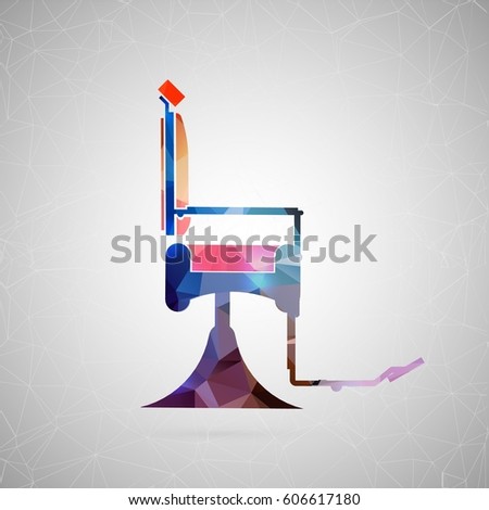 Abstract creative concept vector icon of barber chair. For web and mobile content isolated on background, unusual template design, flat silhouette object and social media image, triangle art origami.