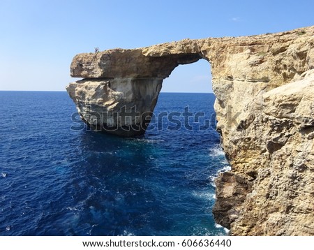 Looking into the azures window in Malta the med sea