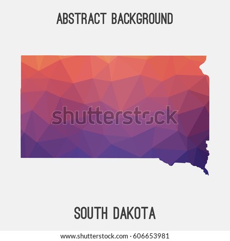 South Dakota map in geometric polygonal,mosaic style.Abstract tessellation,modern design background,low poly. Vector illustration.