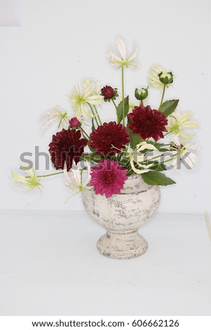 the Close up of a flower bouquet on a white background