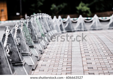 beautiful cement barriers blocking the road