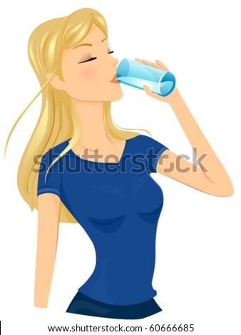 A Fit Lady Drinking a Glass of Water - Vector