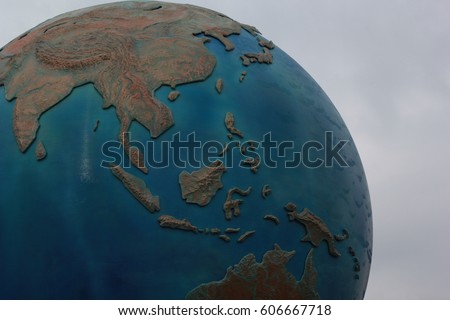 earth with south asia side close up space for advertising