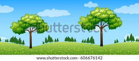 Seamless scene with trees in park illustration