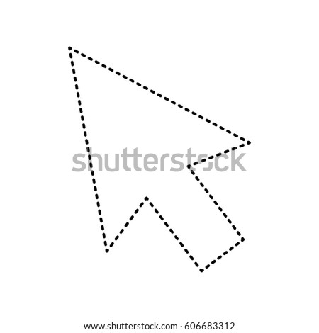 Arrow sign illustration. Vector. Black dashed icon on white background. Isolated.