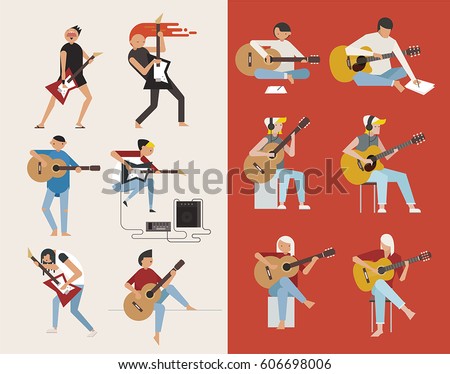 guitarist character vector illustration flat design