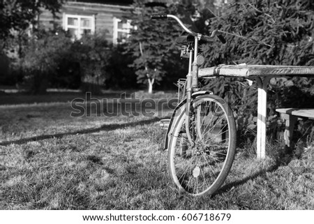 monochrome photo bicycle on a rural nature