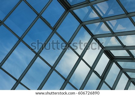 glass roof in building