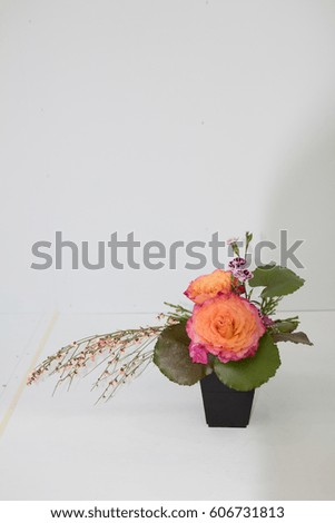 the Close up of a flower bouquet on a white background