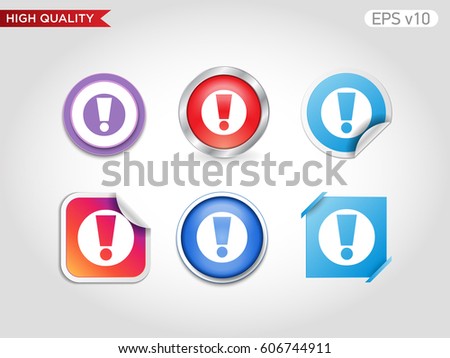 Colored icon or button of attention symbol with background