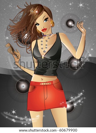 fashion Illustration of a beauty  girl on a creative background