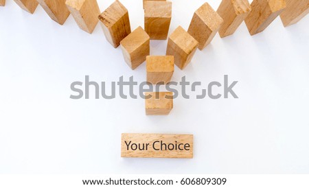 wooden block concept your Choice on white background