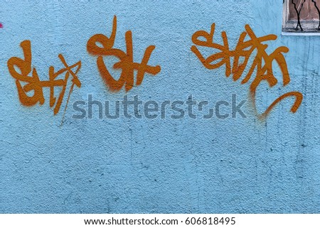 Beautiful street art of graffiti. Abstract color creative drawing fashion on walls of city. Urban contemporary culture. Title paint on walls. Culture youth protest ABSTRACT PICTURE. tag taging on wall
