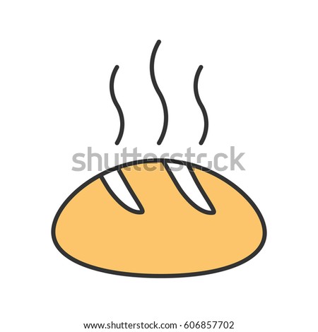 Fresh bread color icon. Steaming loaf of bread. Isolated vector illustration