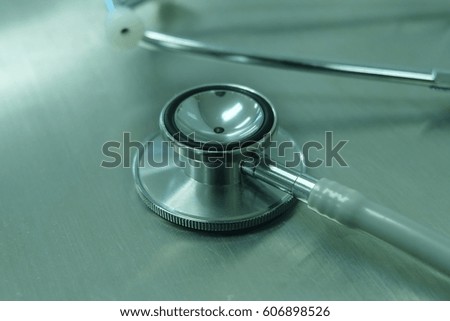 close up Stethoscope on table, Experiment medical technology.