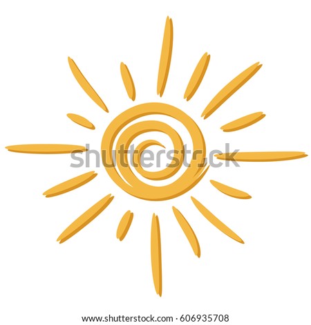 Summer sun drawing on white background vector illustration.