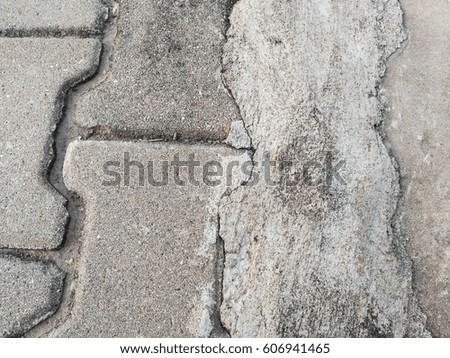 closeup concrete block texture used for background and design with copy space., brick worm., Dirty brick floor texture