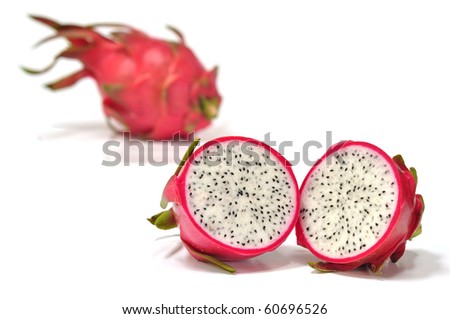the fresh dragon fruit on the white background