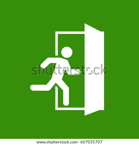 Emergency exit, escape route sign. Vector illustration Royalty-Free Stock Photo #607035707