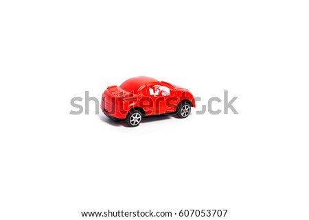 Red Little model car isolated on white background