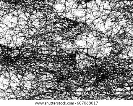 Grunge texture black curved lines on white background
