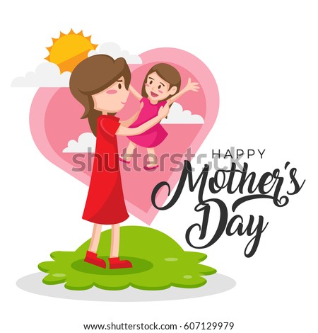 Isolated Cute Happy Mother's Day Mom And Daughter Activities Illustration, Suitable For Social Media, Print, Web Banners, Decoration, Invitation and Other Mother's Day Related Activities
