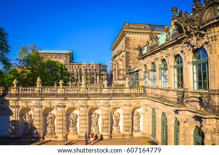Fountain in famous Zwinger palace in Dresden, Saxrony, Germany