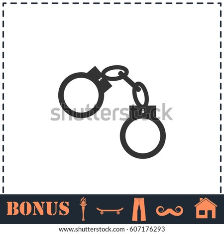 Handcuffs icon flat. Simple illustration symbol and bonus pictogram