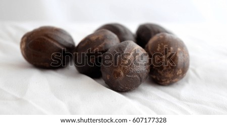 Seasoning Spices -Nutmeg  Stock image.
