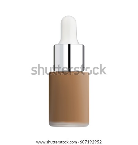Vector illustration of foundation cosmetic container. Realistic Cosmetic bottle. Container for cream, foams and other cosmetics. Template For Mock up Your Design.