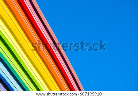 Decorative elements of the rainbow and the blue sky.