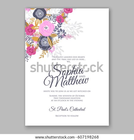 Elegant Yellow Rose Wedding Invitation Card Bridal Bouquet with  eucalyptus