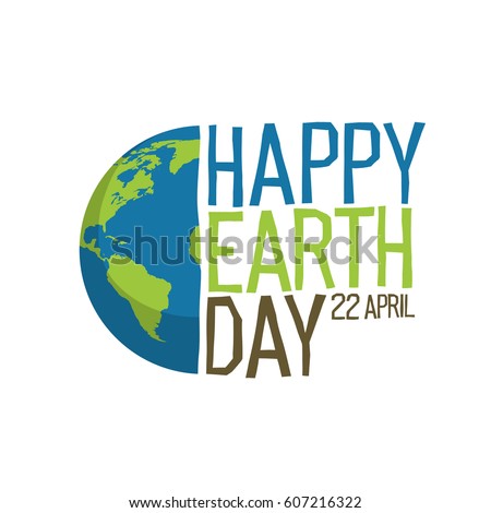 Earth day logo design. "Happy Earth Day, 22 April". World map background vector illustration. 