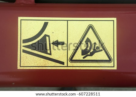Warning sign on agricultural machinery. Before installing the machine in the parking lot, special platforms should be installed support.