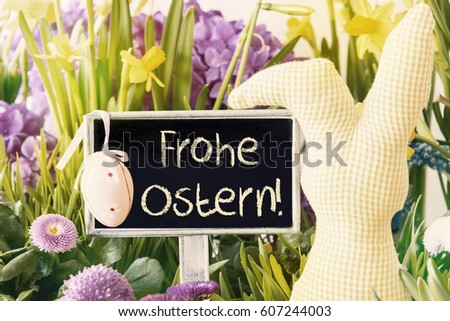 Easter Bunny, Spring Flowers, Frohe Ostern Means Happy Easter