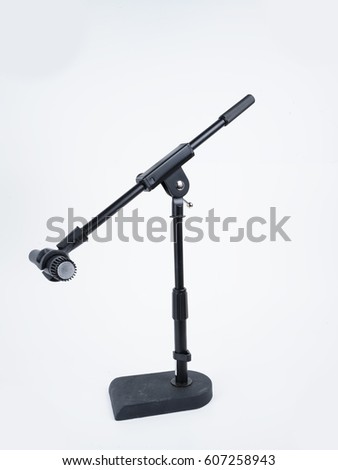 Guitar Microphone on a stand on a white back ground