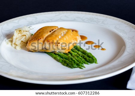 Black cod with asparagus