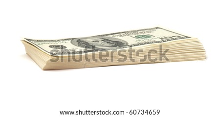 stack of money on white isolated background.  studio photo.
