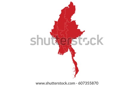 Myanmar map red color