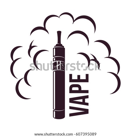Vape, e-cigarette emblems, labels, prints and logo. Vector vintage illustration. Isolated on white background.
