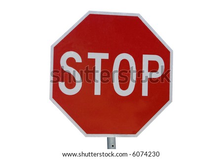 A red stop sign isolated on white