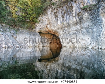 The entrance to the cave, cave Usac, Special Nature Reserve Uvac, Serbia