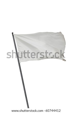 White flag waving on the wind. Isolated over white. Put your own text Royalty-Free Stock Photo #60744412