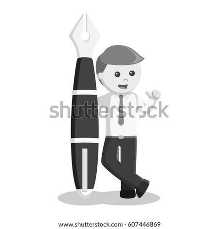black and white businessman with pen black and white style