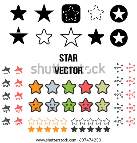 Vector Set of Star Icons. Illustration isolated on white background.