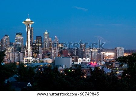 Seattle skyline at night from Kerry Park