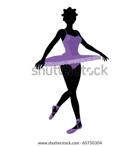 African american ballerina silhouette on a white background